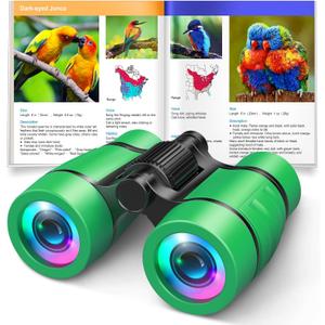 LET'S GO! Boy Toys Age 3-7 Kids Binoculars for Bird Watching|Hiking|Camping Toy for 3 4 5 6 7 Year Old Boy Girl Christmas Birthday Gifts Outdoor Travel Toys for Kid Boys Ages 3-6 Stocking Stuffers (Green)