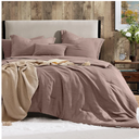 Geniospin Queen Comforter Set - 7 Pieces Comforter Queen Size, Soft Solid Bedding Set for All Season, Textured Bed in a Bag with Sheets, Pillowcases & Shams (Misty Rose, 90''x90'')