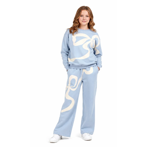 Oversized Bow Sweatshirt & Wide Leg Pant Set Large