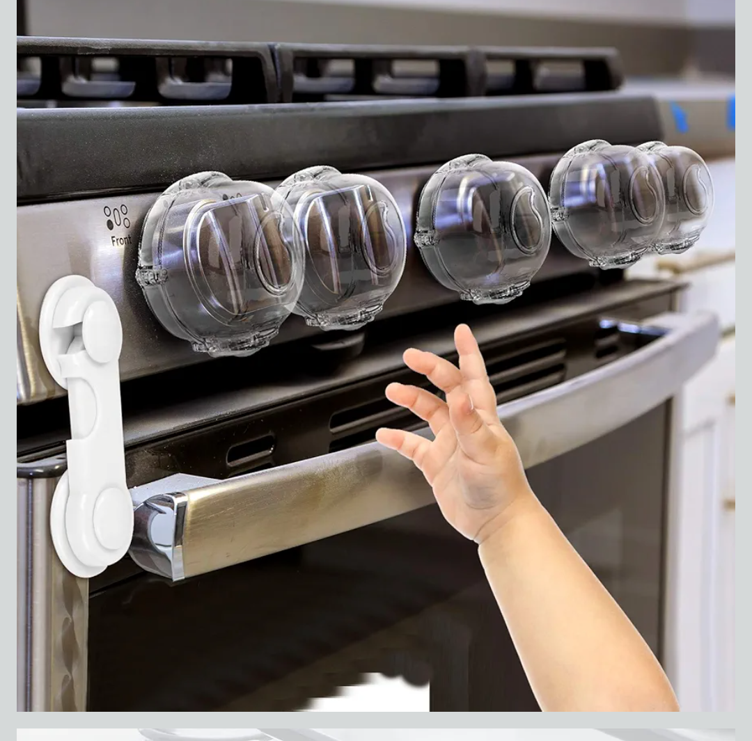 Mom's Choice Gold Awards Winner - Stove Knob Covers for Child Safety (5 Pack) Double-Key Design and Upgraded Universal Size Gas Knob Covers Clear View Childproof Oven Knob Covers for Kids and Pets