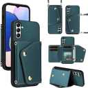Luxury Wallet Case for Samsung Galaxy A36 5G with Thin Slim Flip Purse & Shoulder Strap,PU Leather Credit Card Holder Stand Accessories Cell Phone Cover for A 36 36A LTE SM-A366U Green