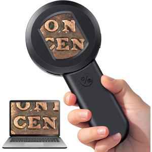 Leipan 100X Magnifying Glass for Reading, Digital Microscope with 2inch Screen, Coin Magnifier with White/Purple Lights, Compatible with Windows/Mac, Include 32GB Card (HM020)