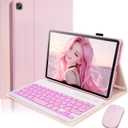 Keyboard Case for Samsung Galaxy Tab A7 Lite 8.7 inch 2021 Cover - 7 Color Backlit Detachable Magnetic Keyboard with Mouse - Pink