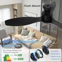 48" Ceiling Fan with Light and Remote, Black Flush Mount Ceiling Fan with 3 Blades,3 Color Dimmable Lights, 6 Speeds, Queit DC Motor, Memory Function, Indoor/Outdoor/Bedroom/Living Room/Patios, Black