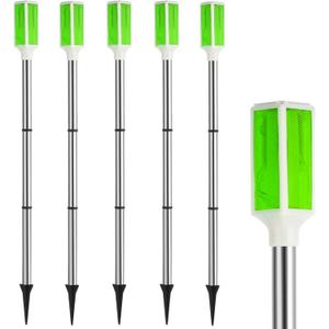 Joyibay 5 PCS Solar Powered Driveway Markers, Solar Warming Landscape Lights, Solar Outdoor Driveway Lights, Landscape Driveway Reflectors on Poles for Snow Road Yard (Green)