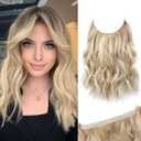 REECHO Invisible Wire Hair Extensions with Thinner Softer Lace Weft (Medium Blonde with Highlights, 12 Inch (Pack of 1))