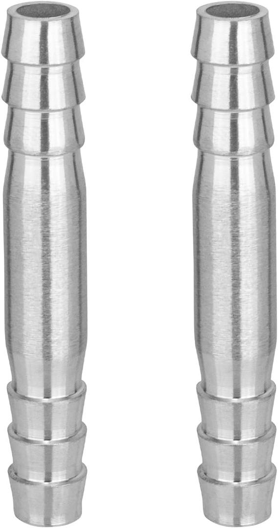 Stainless Steel 1-1/4" x 1-1/4" Hose Barb Fittings Durable Connectors for Air Water Fuel Transfer for Plumbing, Automotive, and Industrial Applications (Pack of 2)