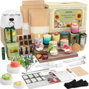 Candle Making Kit for Adults Beginners  1200g Soy Wax, Digital Wax Melting Pot, Floral Candle Molds, Gift Boxes, Premium Candle Making Supplies, Complete DIY Set, Home Decor Gifts (White Hot Plate)