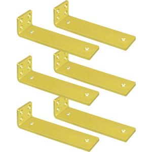 Gold Floating Shelf Brackets 8 inch, Heavy Duty Wall Shelf Bracket 6 Pack for Shelves Support, Hidden Metal L Brackets with Mounting Hardware (1/5'' Thick)