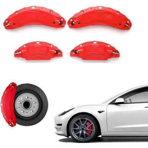 Brake Caliper Covers Set of 4 Compatible with Tesla model 3 Accessories2017-2023 18 Inch 19 Inch Wheel Hub Size Red Brake Caliper Covers Model 3 Caliper Covers (red)