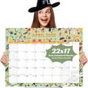 Gannyfer Large Desk Calendar 2025-2026 - 18 months from Jan 2025 to Jun 2026, 22" x 17" Desktop/Wall Pad Calendar with to-do List, Thick Paper with Plastic Cover, Large Ruled Blocks - Snow (2 Binder Clips Included) (22" x 17"(Jan.2025 - June.2026), Blue)