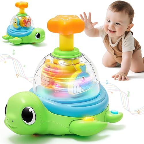 Baby Toys 6-12 Months, Musical Crawling Press to Spin & Glow Turtle Toy for 1 Year Old, Cause and Effect Early Learning for Infant Tummy Time, Christmas 1st Birthday Gifts Boy Girl 7 8 9 10 11 Month