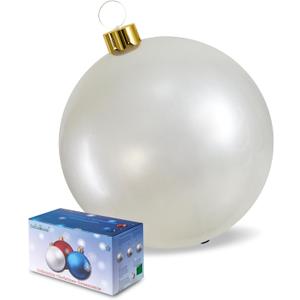 Inflatable Christmas Ornaments, 18" or 25" Oversized Outdoor Christmas Ball Ornaments, Holiday Yard Christmas Tree Decorations, Indoor and Outdoor Decoration Balls (25 inch, White)