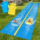Evoio 39.4FT Water Slides for Kids Backyard, Extra Long Heavy Duty Lawn Waterslide with Built-in Dual Lane Sprinkler and 2 Inflatable Bodyboards, Summer Outdoor Water Toy for Kids and Adults