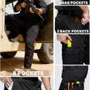 SWISSWELL Tactical Pants for Men Water Resistant Ripstop Elasticated Waist Work Cargo Pant with 8 Pockets for Hiking Construction Black 32×30, Black