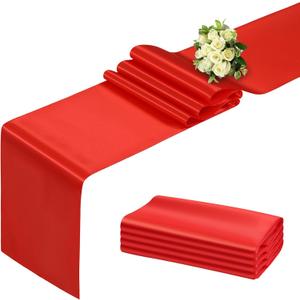 BDDC Red Table Runner 12x108 Inch - 4 Pack Satin Table Runners, Smooth Table Runner for Party Wedding Banquets Birthday
