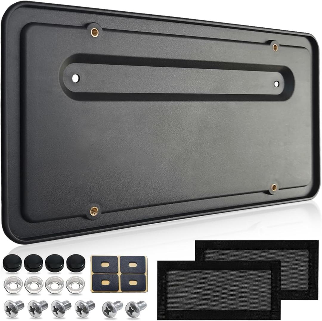 Rear License Plate Holder for Tesla Model Y and Model 3, Back License Plate Bracket Frames with Screws and Backseat Air Vent Cover, Rear Plate Mounting Kit