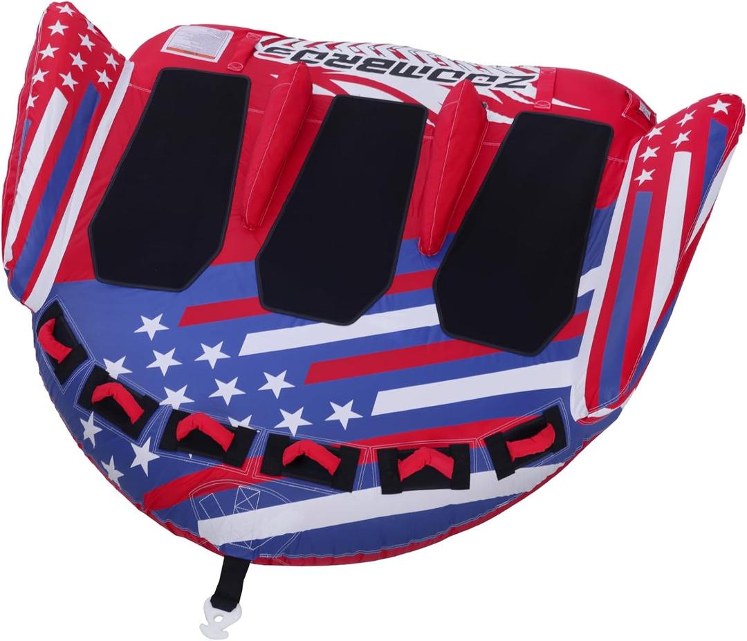 ZOOMBROS Towable Tubes for Boating 2-3 Person, Water Tubes for Boats to Pull, Safety Inflatable Boat Tubes and Towables, Water Sport Towables with Drainage, Quick Connector and Wings