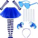 10 PCS Blue Tutu Costume Accessories Set Tulle Skirt,Ballet Bubble Tutu for Women Girl Halloween Party Costume