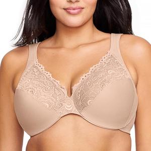 Full Figure Plus Size Low Cut Wonderwire Lace Bra Underwire #1240 Café Size 36C