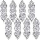 6 Pieces Rhinestone Applique Iron On Patch Rhinestone Hot Fix Wedding Appliques for Bridal Wedding Dress Sash Crystal Belt DIY Sewing Crystals Patch for Shoes(Silver)