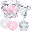 Tioncy 3 Pcs Large Body Powder Puff and Container Valentine's Day gift Powder Container with Puff Crystal Case Soft Washable Reusable Velour Face Body Glitter Wet Dry Makeup(Exquisite,Clear)