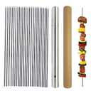 Stainless Steel Kabob Skewers - Heavy Duty 12" Round BBQ Skewers (Set of 20 + Storage Tube)