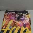 Famoby Happy New Year Fabric Sign Poster Backdrop with Fireworks for New Year Photo Booth Background Party Decoration