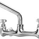 BWE Kitchen Faucet Wall Mount Commercial Sink Faucet Kitchen Utility Laundry 8 Swivel Spout 2 Dual Handle Restaurant Chrome Mixer Tap