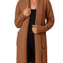 OUKODS Women's Long Sleeve Soft Chunky Knit Sweater Open Front Cardigans Fuzzy Outwear Coat with Pocket, Brown, Large