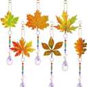 ckujjui 6 Pcs Fall Diamond Art Kits Sun Catcher Thanksgiving Maple Leaves Wind Chimes with Crystal Pendant Double Sided Kits for Adults Harvest Garden Hanging Ornaments(Maple Leaves)