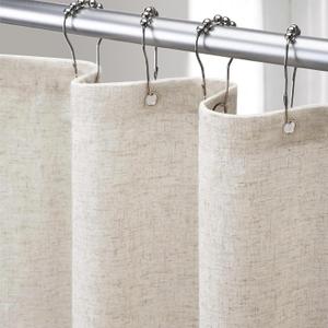 Linen Shower Curtain Fabric Boho Farmhouse Shower Curtains for Bathroom Cream Cotton Natural Cloth Liner Set 48" W x 72" L