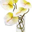 8PCS 22.8inch Anthurium Artificial Flowers White Faux Silk Anthurium Real Touch Flower Faux Floral Arrangement for Vase Table Centerpieces Wedding Garden Home Decoration (White)