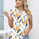 Kistore Women's Summer Casual V Neck Tank Tops Cap Sleeve Loose Fit Blouses Tunic Shirts (L)