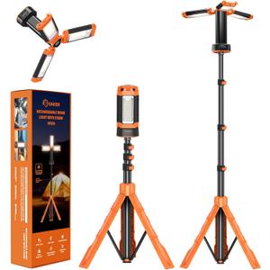 Saker Portable Camping Light with Stand 73.2" Rechargeable Work Light 800/3200 Lumen 4000/6500K Dimmable Camping Light for Outdoor Work, Power Outages, Fishing LD10 Orange
