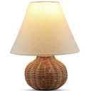 Dimmable Boho Table Lamp  Rattan & Bamboo Design