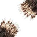 Vigdur 2 Packs 13ft 50 Clear Outdoor String Lights on Brown Wire Cord, UL Approved Connectable Outdoor Lights for Xmas Patio Home Party Garden Decor(Brown)