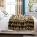 JONIYEAR High-end Luxury Thick Fuzzy Faux Lion Fur Throw Blanket 50" x 60", Decorative Soft Cozy Accent Animal Skin Fluffy Lap Blanket for Couch,Warm Stripe Wolf Furry Blankets for Winter,Golden Brown