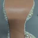 Goolita Pearl Slingback Heels for Women, Pointed Closed Toe Slip On Heeled Sandals Stiletto Heel Evening Bridal Shoes for Wedding (9, Ivory)