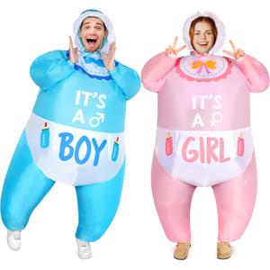 2 Pcs Inflatable Baby Costume for Adults Blow up Gender Reveal Baby Costume Suit for shower party Halloween Cosplay(Cute)