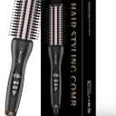 1.5 Inch Heated Round Brush, Hot Styling Brush for Smoothing, Straightening & Light Volume, Ceramic Ionic Anti-Frizz Hair Brush with Adjustable Heat, Dual Voltage