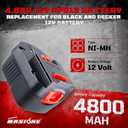 Masione 12V 4800mAh HPB12 Battery NI-MH Replacement for Black and Decker 12v Battery FS120B FSB12 FS120BX Compatible with Black and Decker Battery FS120B FSB12 FS120BX Cordless Power Tools