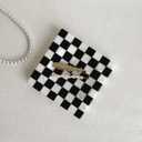 Marble Stone Black and White Checkerboard Square Small Splicing Mosaic Tray Jewelry Dish (Black and White)