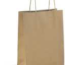 Klean & Conwenice Paper Gift Bags with Handles, 8x4.25x10.5 100Pcs Brown Bags Bulk, Medium Size Kraft Paper Bags, Wedding Gift Bag, Goody Party Favor, Retail Merchandise, Grocery Shopping