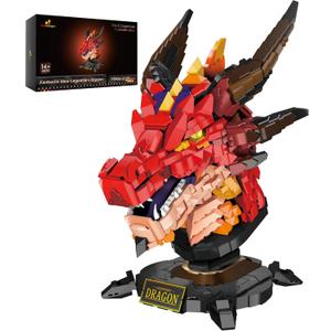 JMBricklayer Dragon Set for Adults 70105, Cool Animals Model Dragon Head Building Blocks Toy, Collection or Home Office Decor, Birthdays for Boys, Girls, Men and Adults