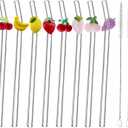 8Pcs Glass Straws With Charms,Include As A Bonus Two Straw Cleaning Brushes. (Mixed Fruit Styling)