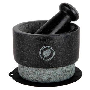 Laevo Mortar and Pestle Large Set - Black Granite Stone Spice Grinder, 2.1 Cup Capacity, 5.5 Inches - Reversible Molcajete Mexicano - Guacamole, Spices - Large Mortar and Pestles Set