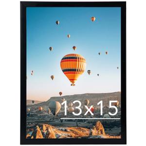 13x15 Picture Frame Black for Wall Hanging, Wall Mounting Horizontally or Vertically, 13 x 15 Wall Gallery Poster Photo Frame with Shatter Resistant Plexiglass, Black