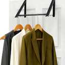 Over The Door Hanger, Foldable Over The Door Drying Rack with 20"-32" Expandable Width, Space Saving Doors Clothes Hanger for Laundry, Bathroom, Apartment, Fits Doors up to 1-1/4, Metal, Black