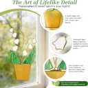 2 x Lily of the Valley Suncatcher - May Birth Flower Gold Edged Stained Glass, 8 Inch Real Glass Window Hanging, Thoughtful Memorial, Grandma & Plant Lover Gift for Mother‘s Day, Wedding, Housewarming